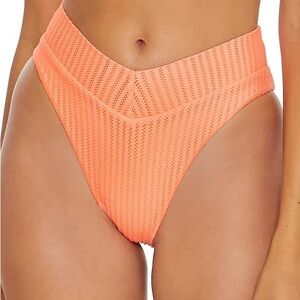 Becca Line in The Sand Elise Textured Rib French Cut Bikini Bottom Small NWT